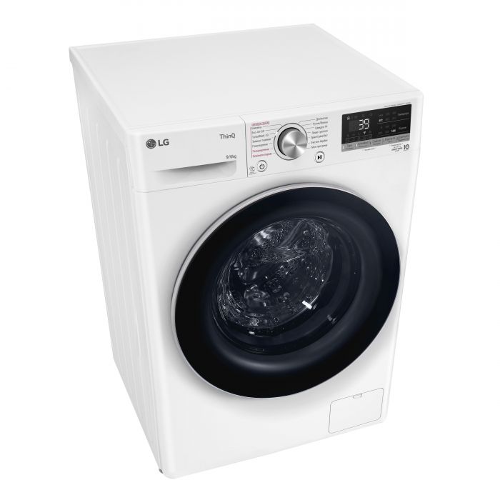 Прально-сушильна машина LG фронтальна, 9(6)кг, 1400, А, 56см, дисплей, пара, інвертор, білий