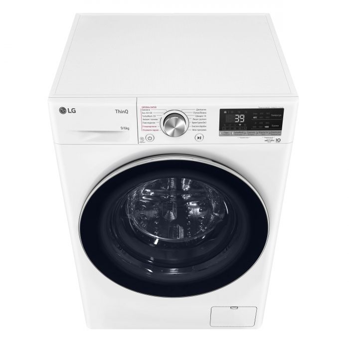 Прально-сушильна машина LG фронтальна, 9(6)кг, 1400, А, 56см, дисплей, пара, інвертор, білий