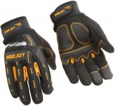 Рукавички робочі Tolsen, штучна шкіра, захист від порізів, р.10/XL, чорно-помаранчевий