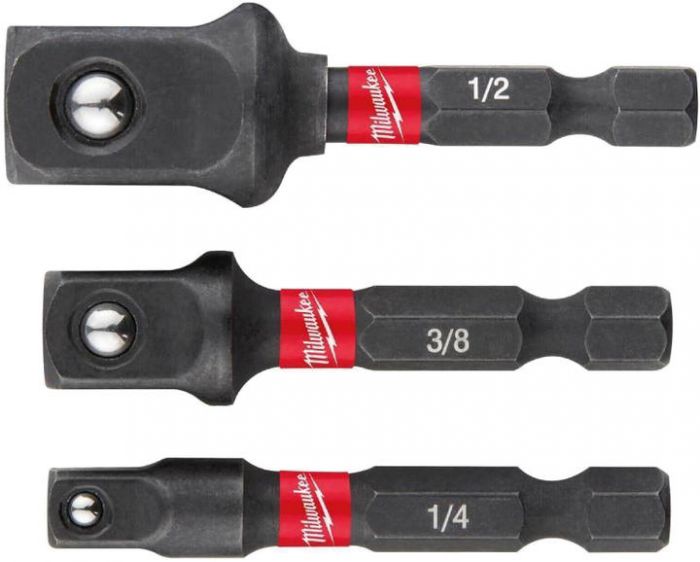 Перехідник Milwaukee, набір 3шт, 1/4",3/8",1/2", для торцевих головок