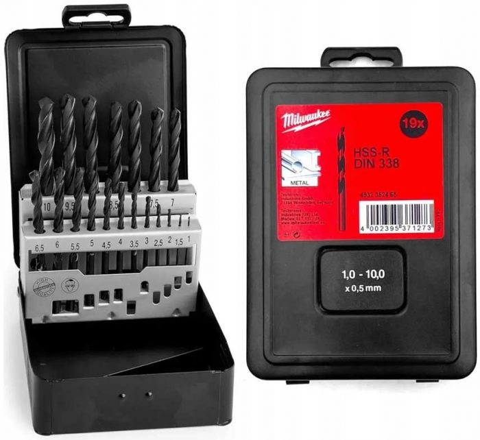 Набір свердел по металу Milwaukee HSS-R, 19шт, 1-10мм, кейс