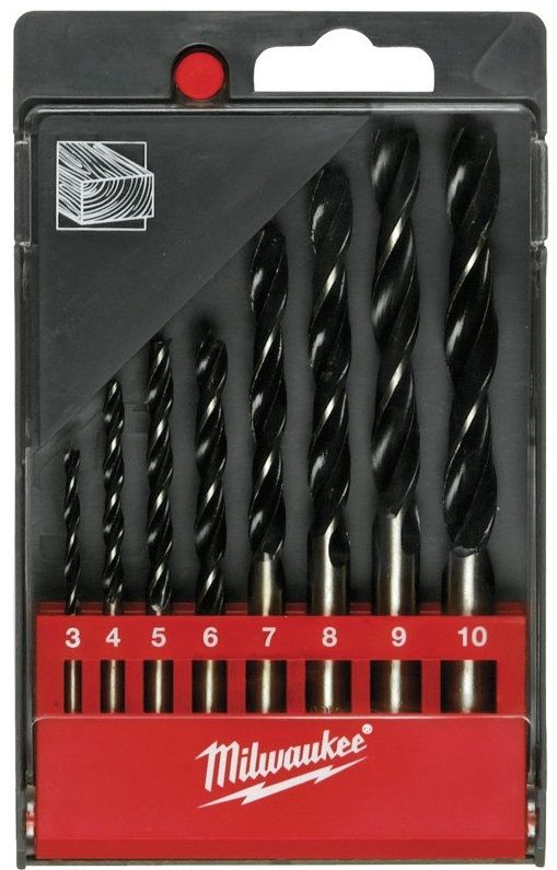 Набір свердел по дереву Milwaukee, 8шт, 4-10мм, кейс