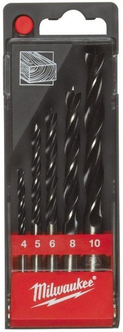 Набір свердел по дереву Milwaukee, 5шт, 4-10мм, кейс