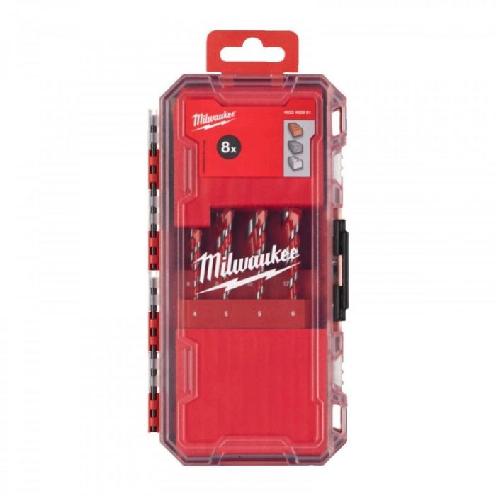 Набір свердел по бетону Milwaukee Premium, 8шт, 4-12мм, кейс