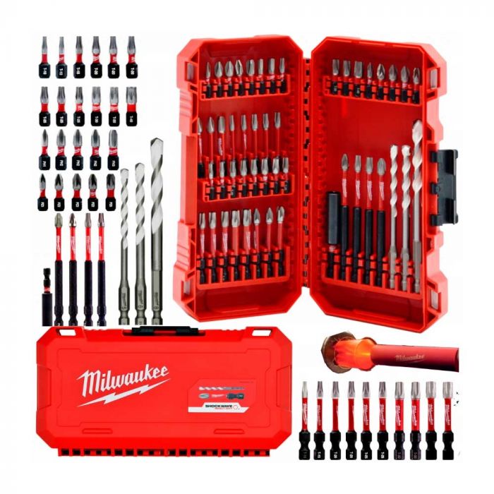 Набір біт і свердл Milwaukee Shockwave, 48шт, сталь, кейс