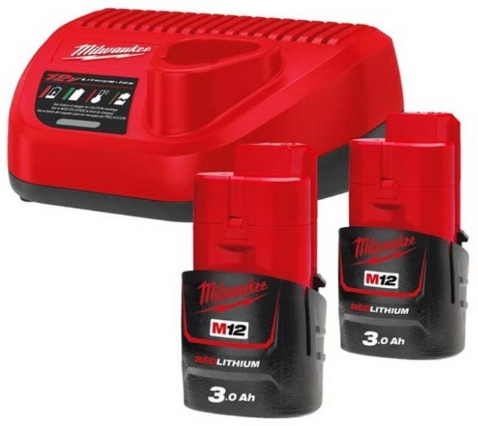 Набір акумулятора та зарядного пристрою Milwaukee NRG-302 12В 2х3А·год Redlithium M12 ЗП С12C
