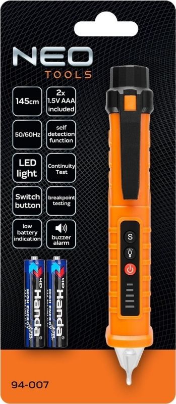 Детектор напруги Neo Tools, 12-1000В, кат.1000В, 2х1.5В ААА