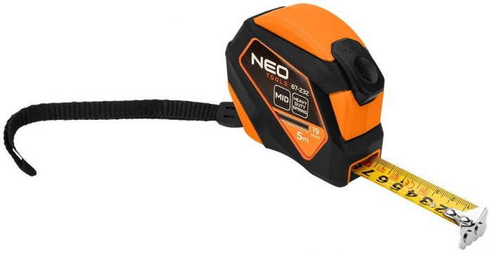 Рулетка Neo Tools, 5мx19мм, з фіксатором змотування, магніт