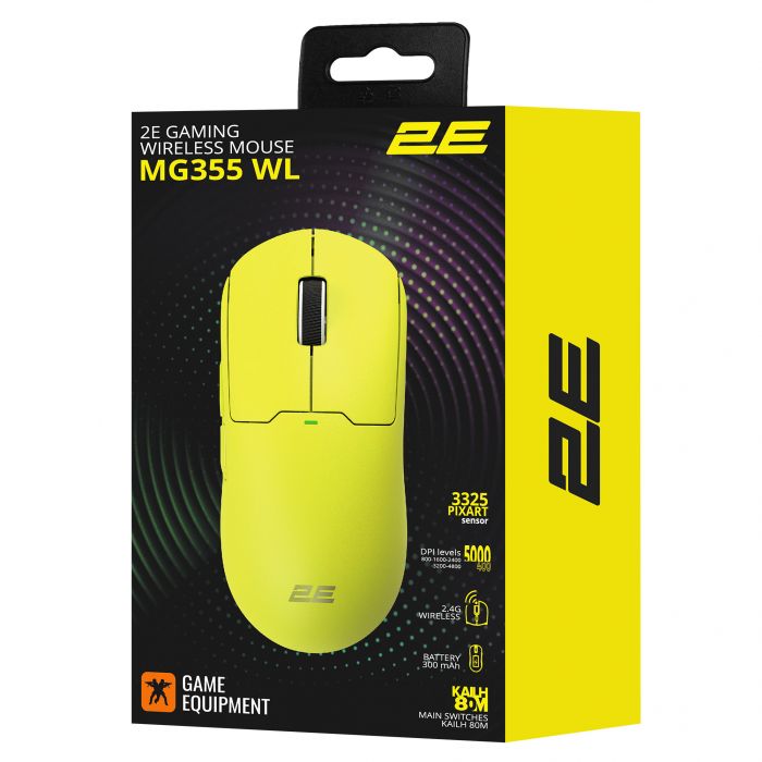 Миша 2E GAMING MG355 WL, USB-A/WL, жовтий