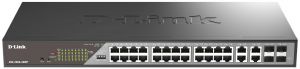 Комутатор D-Link DSS-200G-28MPP 24xGE PoE, 4xSFP/GE, 518Вт, Некерований