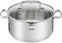 Каструля Tefal DUETTO+, 5л, з кришкою, нержавюча сталь, скло