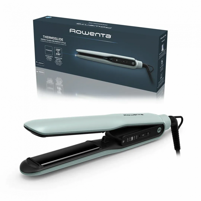 Випрямляч Rowenta Thermoglide, темп.режимів-5, 150-230С, іонізація, титан, світло-зелений