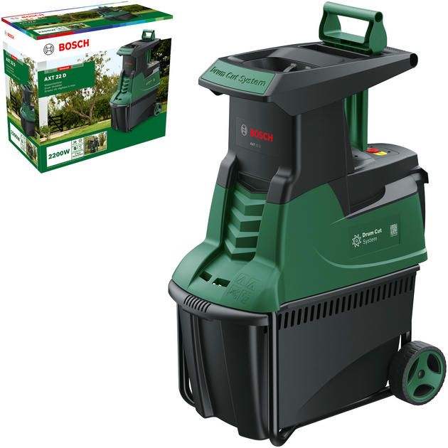Подрібнювач садовий Bosch AXT22D 2200Вт 40 об/хв 38мм 53 л. 31.3кг ріжуча система Turbine-Cut низькошумний