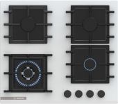 Варильна поверхня Bosch газова на склі, 60см, чавун, білий