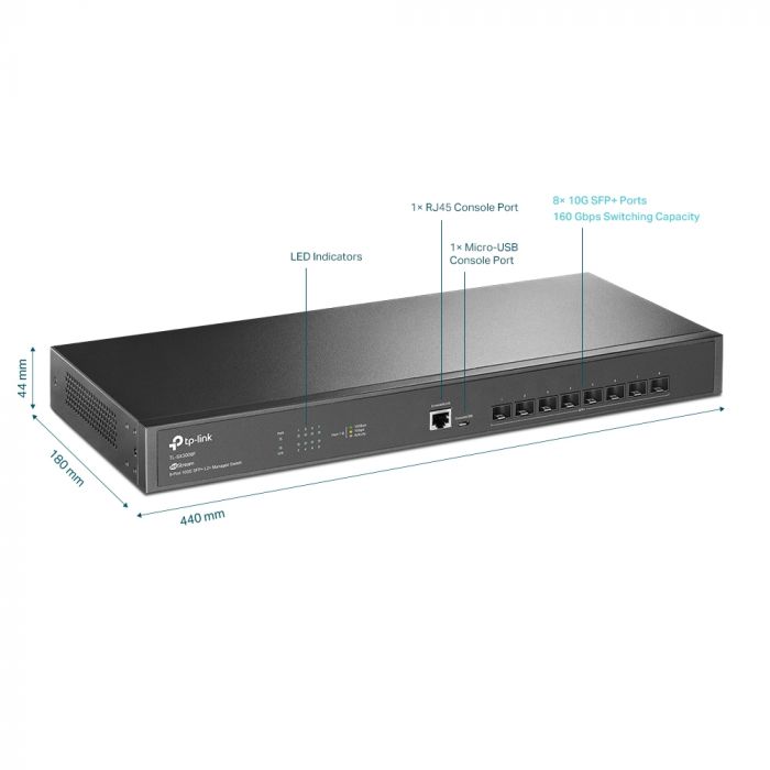 Комутатор TP-LINK SX3008F 8xSFP+, Керований L2