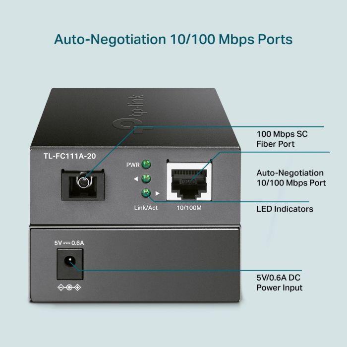 Медіаконвертер TP-LINK FC111A-20 1xFE, 100Base-LX, SM, WDM, 20km, SC