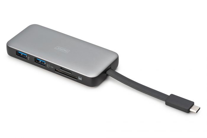 Док-станція DIGITUS USB-C > HDMI/2xUSB-A/USB-C/SD/MicroSD/RJ54, Travel