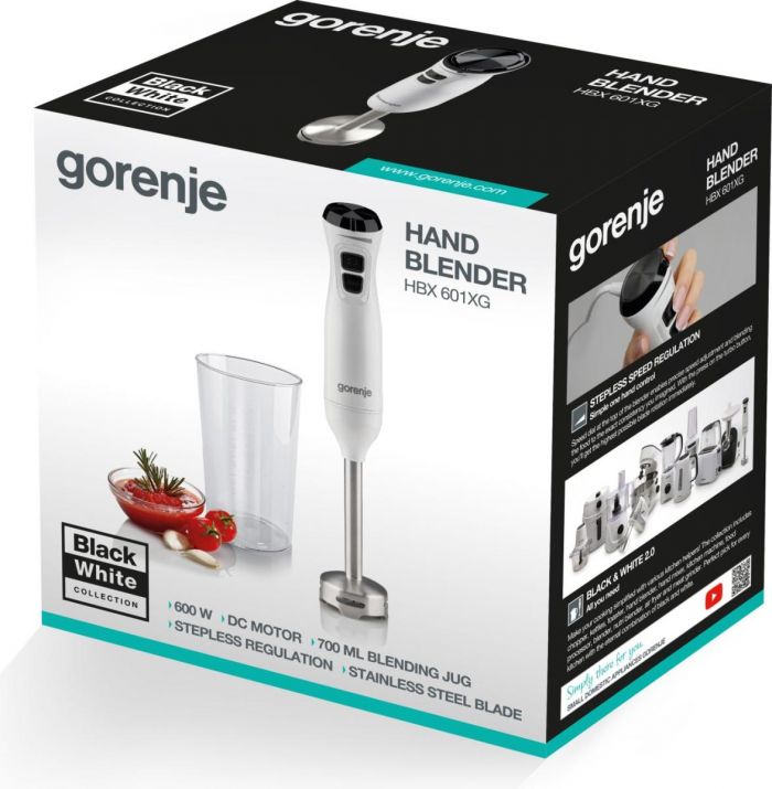 Блендер Gorenje заглибний 600Вт, чаша-600мл, білий