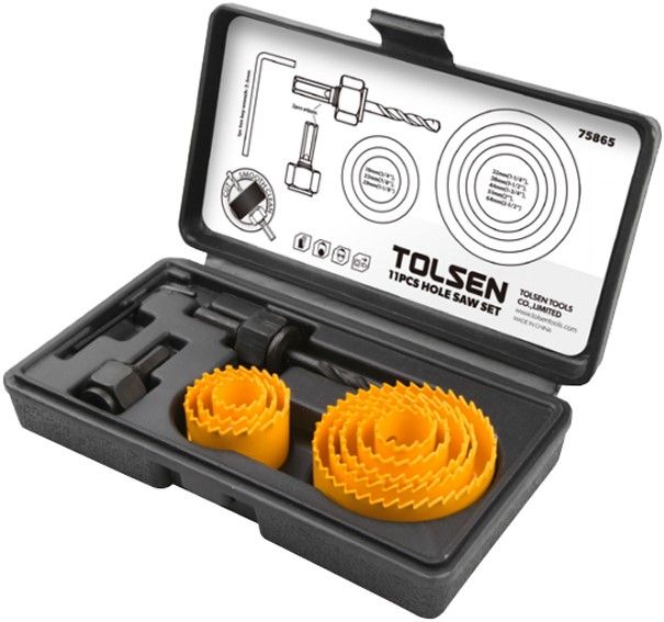 Комплект коронок Tolsen по дереву 11 предметів 19-64мм