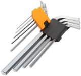 Ключі шестигранні Tolsen, набір 9шт, подовжені, довгі, кулястий наконечник, 1.5-10мм, CrV