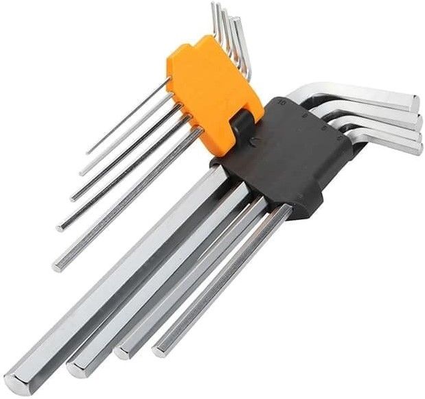 Ключі шестигранні Tolsen, набір 9шт, подовжені, довгі, кулястий наконечник, 1.5-10мм, CrV