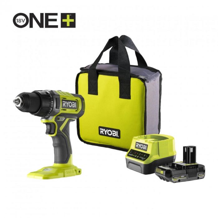 Шурупокрут-дриль акумуляторний Ryobi ONE+ RDD18-1C20S 18В 1х2А·год ЗП 52Нм 450·1750об/хв 1.1кг сумка Шурупокрут-дриль акумуляторний Ryobi ONE+ RDD18-1C20S 18В 1х2А·год ЗП 52Нм 450·1750об/хв 1.1кг сумка