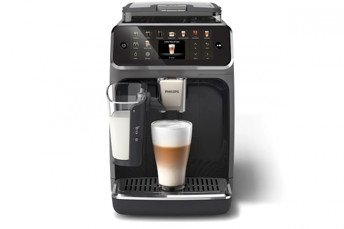 Кавомашина Philips Series 5500, 1.8л, зерно+мелена, автомат.капуч, дисплей, авторецептів -22, холодна кава, сріблясто-чорний