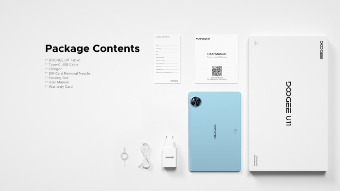 Планшет Doogee U11 11" 4ГБ, 128ГБ, 8580мА•г, Android, сірий