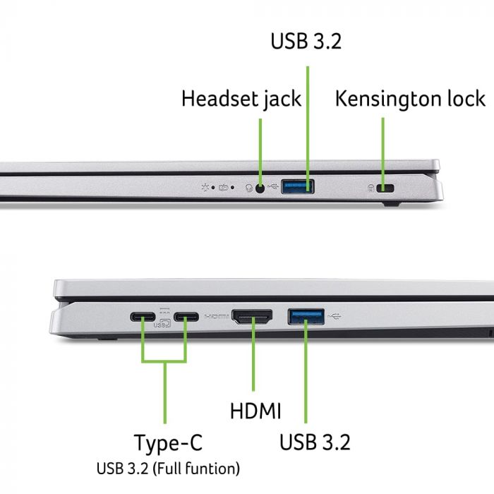 Ноутбук Acer Extensa EX215-57 15.6" FHD IPS, Intel i3-1315U, 8GB, F512GB, UMA, Lin, сріблястий
