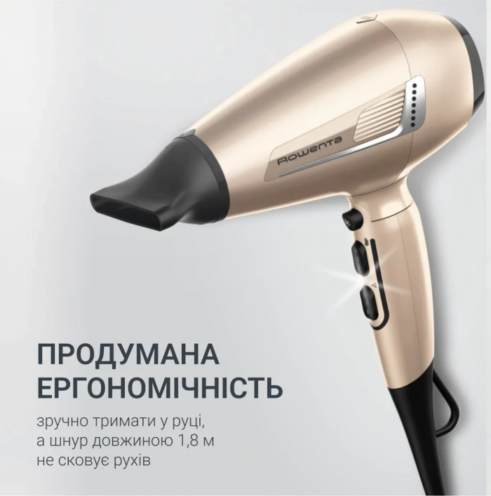 Фен Rowenta Pro Expert Tresor Collection, 2200Вт, 3 режими, іоніз-я, дифузор, 2 концентратора,  хол. обдув, чохол, заколка, бронзовий