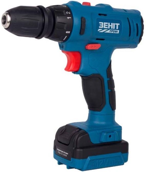 Шурупокрут-дриль акумуляторний Зеніт Профі ЗПША-12/15 DFR/B 12В 2х1.5А·год 25Нм 350·1500об/хв 1кг