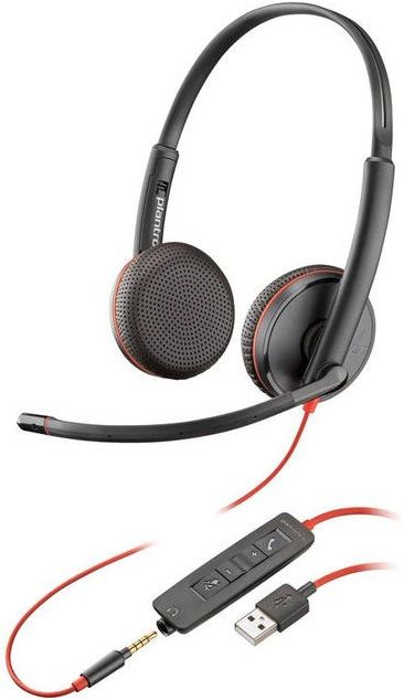 Гарнітура комп'ютерна стерео On-ear Poly Blackwire 3225 HS, USB-A, 3.5 мм, всеспрямований, чорний
