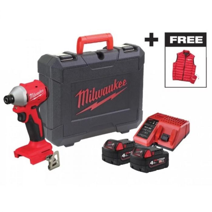 Гвинтоверт ударний акумуляторний Milwaukee M18 BLIDRC-402C 18В АКБ 2х4А·год 0-3600об/хв 190Нм ЗП M12-18C жилетка кейс 1.3кг