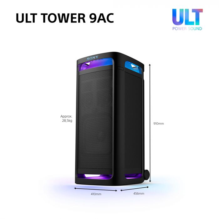 Акустична система Sony ULT TOWER 9AC 2.0, BT 5.3, LED, Party Connect, SBC, AAC, LDAC