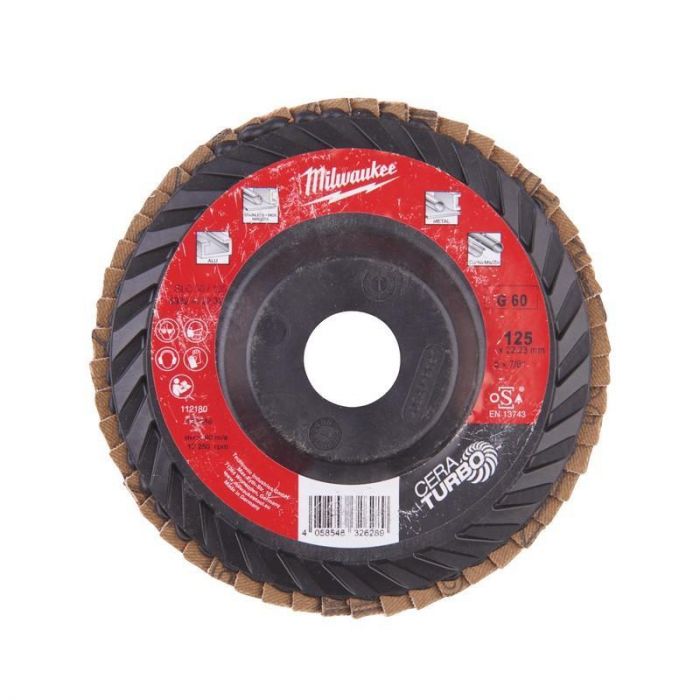Диск пелюстковий шліфувальний Milwaukee CERA TURBO, 125x22.2мм, K60