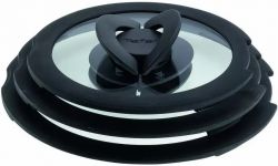 Набір скляних кришок Tefal Ingenio, 16см, 18см, 20см, скло, пластик, чорний