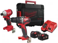 Набір із двох акумуляторних інструментів Milwaukee M18 BLPP2A3-502X 18В шурупокрут-дриль M18 BLPD2 гвинтоверт ударний M18 BLIDR акб М18 2х5А·год ЗП M12-18FC кейс Набір із двох акумуляторних інструментів Milwaukee M18 BLPP2A3-502X 18В шурупокрут-дриль M18 BLPD2 гвинтоверт ударний M18 BLIDR акб М18 2х5А·год ЗП M12-18FC кейс
