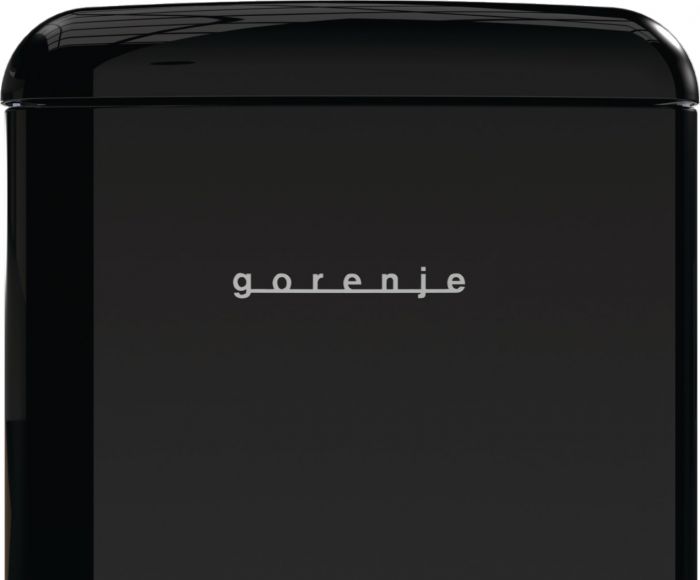 Холодильник з нижн. мороз. камерою Gorenje, 194x66x60см, 2 двері, 204(96)л, А++, Retro, NoFrost+, Внутр. Диспл, Зона св-ті, чорний