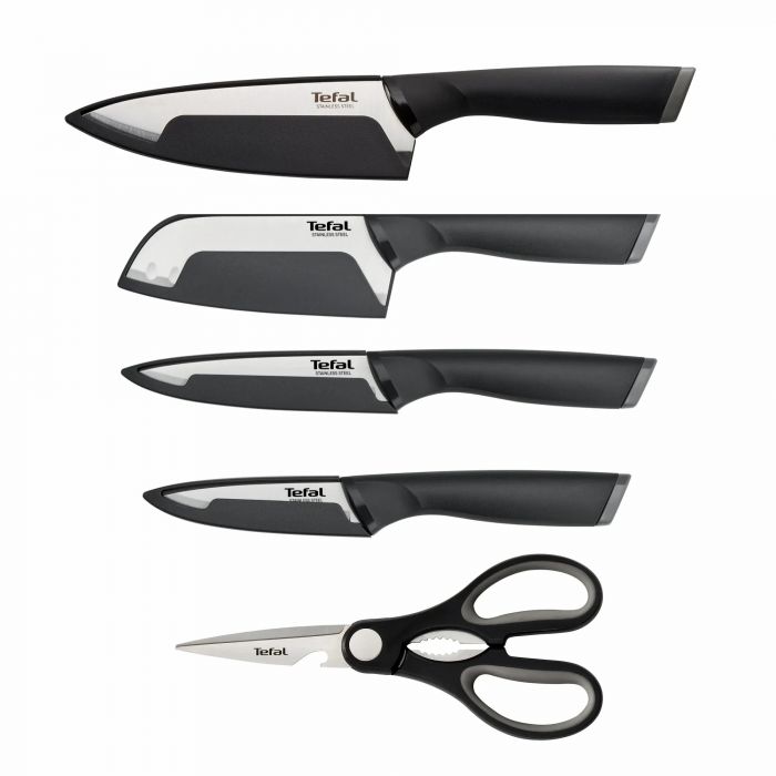 Набір ножів Tefal Comfort, 5предметів, нержавіюча сталь, пластик, чорний