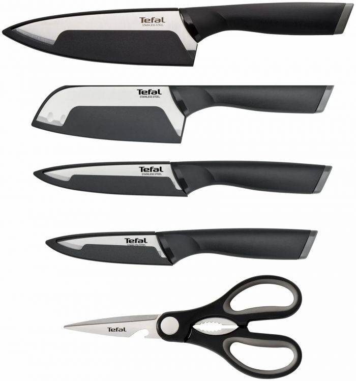 Набір ножів Tefal Comfort, 5предметів, нержавіюча сталь, пластик, чорний