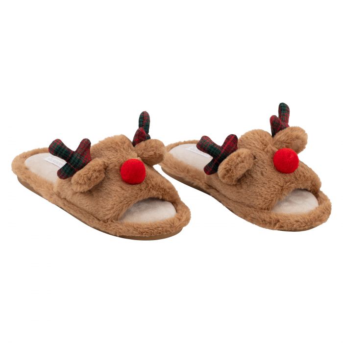 Взуття домашнє Ardesto Christmas 36/37 розмір, 100% поліестер, підошва 100% гума, коричневий