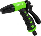 Зрошувач ручний Verto, пістолетний, 1/2"-3/4", 2 функції, регулювання напорурегулювання напору / розпилу води, тримач двокомпонентний Зрошувач ручний Verto, пістолетний, 1/2"-3/4", 2 функції, регулювання напорурегулювання напору / розпилу води, тримач двокомпонентний