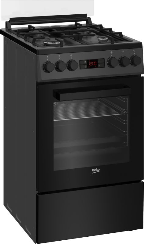 Плита Beko комбінована, 60л, 50x60см, дисплей, конвекція, чавун, чорний