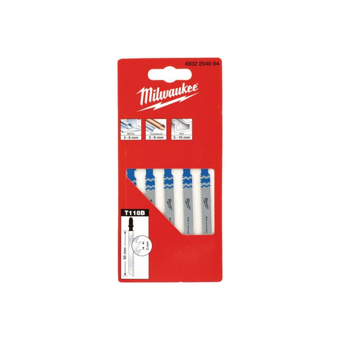 Полотно пиляльне для електролобзика Milwaukee T118B по металу, крок зуба 2ммх55мм, 5шт