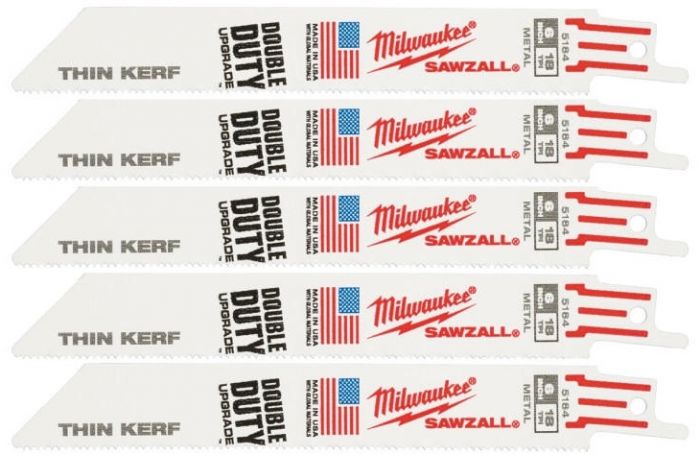 Полотно пиляльне для шабельної пилки Milwaukee THIN KERF універсальне, крок зуба 1.4ммх150мм, 5шт