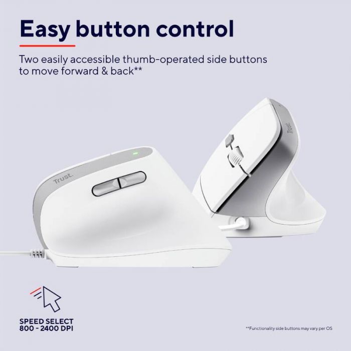 Миша Trust Bayo 2 Ergonomic, USB-A, біла