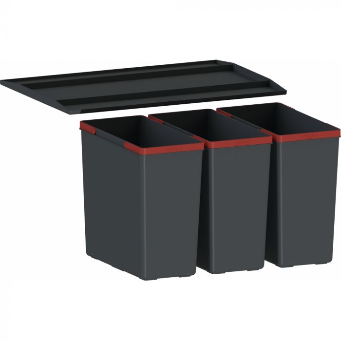 Сортер для сміття Franke Easysort 600-3-0, 3 x 14.5 л, кришка,  чорний пластик