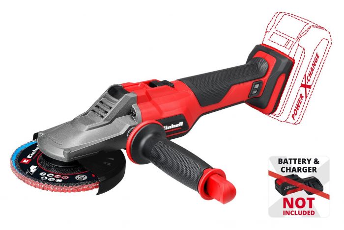 Шліфмашина кутова акумуляторна Einhell TP-AG 18/125 F Li BL - Solo, PXC, 18В, безщіткова, 125 мм, 8500 об/хв, плаский редуктор, 1.57кг (без АКБ та ЗП)