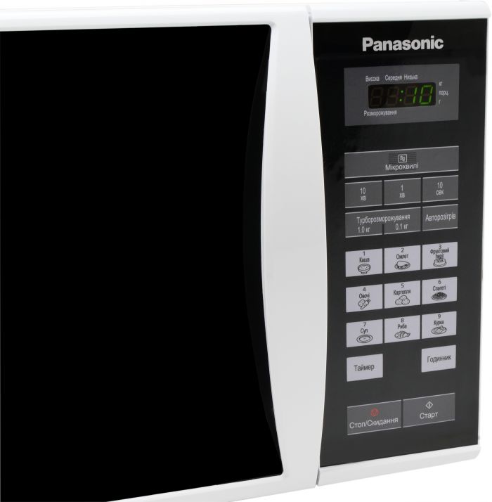 Мікрохвильова піч Panasonic, 25л, 800Вт, дисплей, відкрю ручкою, біло-чорний