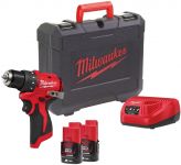 Шурупокрут-дриль акумуляторний Milwaukee M12 BLDDRC-202C 12В 2х2А·год 40Нм 0-550-1700об/хв ЗП C12C кейс 1.2кг Шурупокрут-дриль акумуляторний Milwaukee M12 BLDDRC-202C 12В 2х2А·год 40Нм 0-550-1700об/хв ЗП C12C кейс 1.2кг